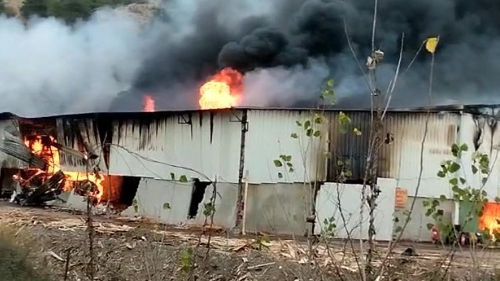 Amasya’da kontrplak fabrikasında yangın