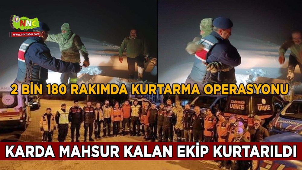 Burdur'da karda mahsur kalan bakım ekibi kurtarıldı