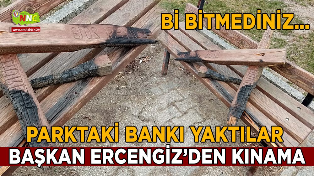 Burdur'da parktaki bankı yaktılar