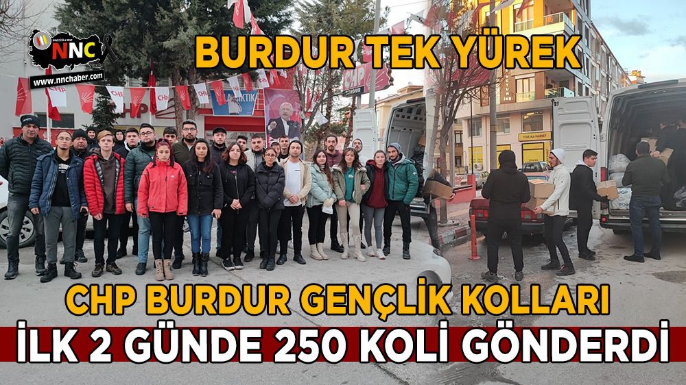 CHP Burdur gençlik kolları İlk 2 Günde 250 Koli gönderdi