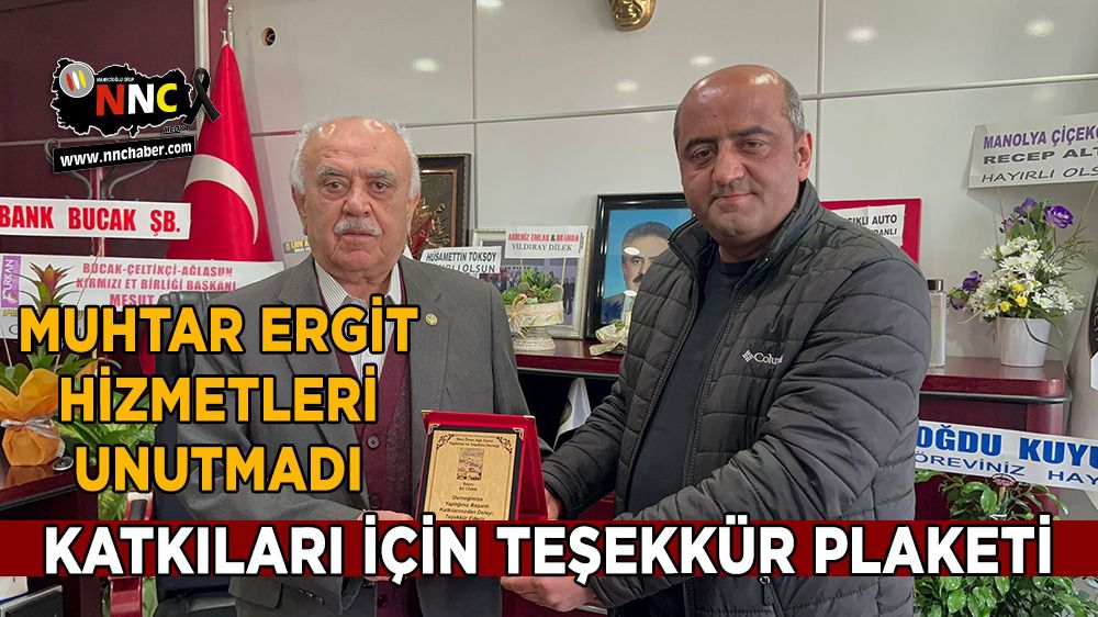 Muhtar Ergit'ten Hacı Ali Civan'a teşekkür plaketi