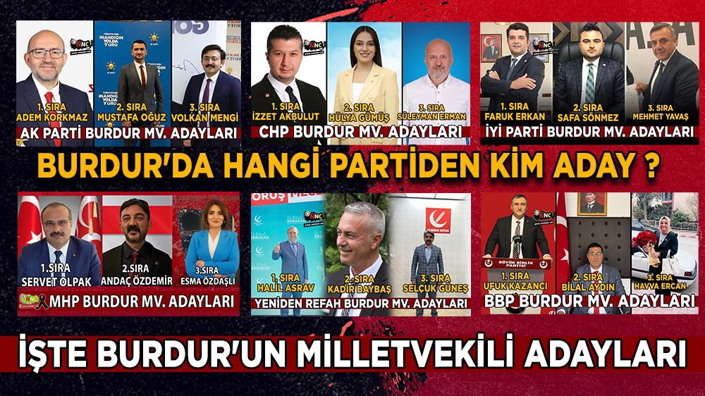Burdur'da hangi partiden kim aday ? İşte Burdur'un Milletvekili Adayları