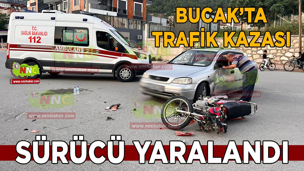 Bucak'ta motosikletli trafik kazası sürücü yaralandı