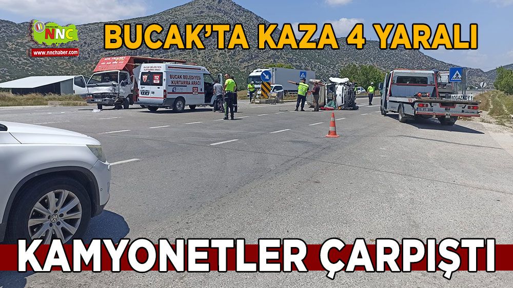 Burdur Antalya karayolu Bucak'ta kaza 4 yaralı