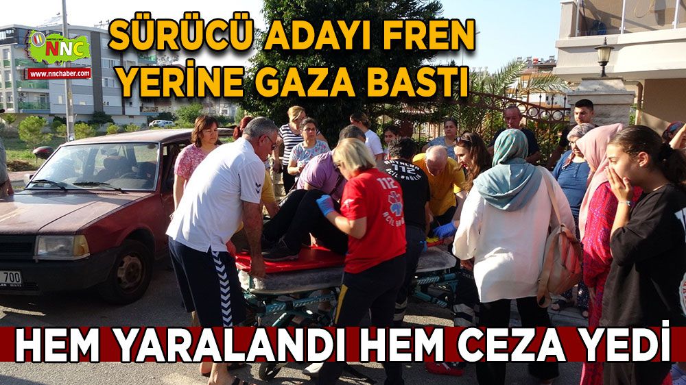 Sürücü adayı frenle gazı karıştırdı: Duvara çarptı