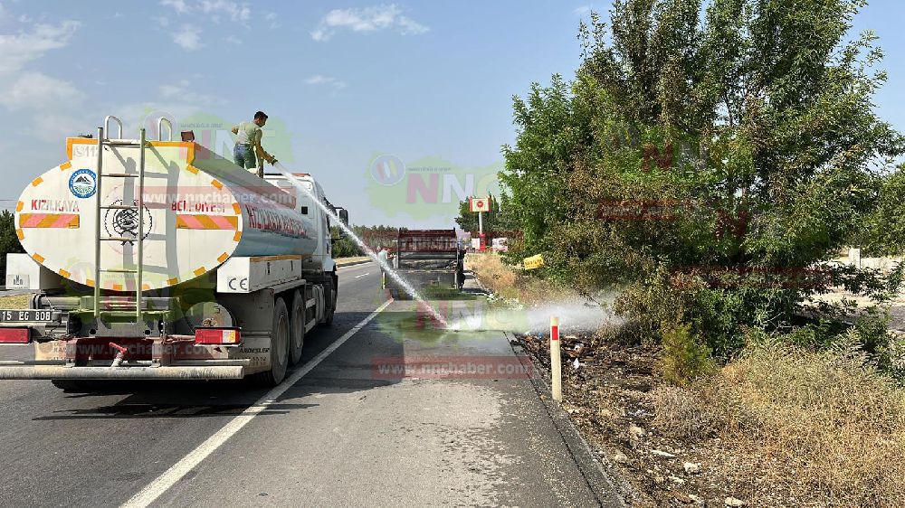 Antalya Burdur karayolunda araç yangını