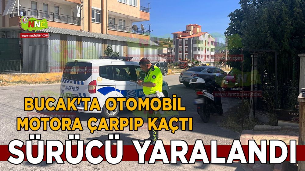 Bucak'ta otomobil motora çarpıp kaçtı