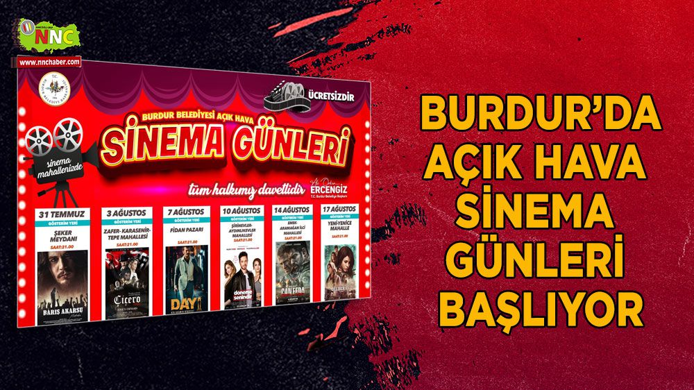 Burdur'da nostaljik açık hava sineması 