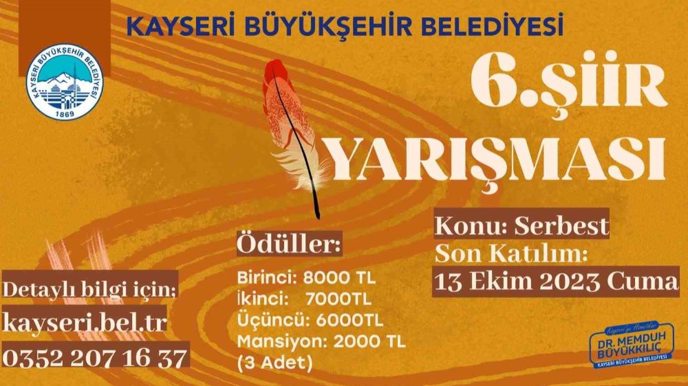 Kayseri' de 6'ıncısı düzenlenen şiir yarışması sevenleriyle buluşuyor 