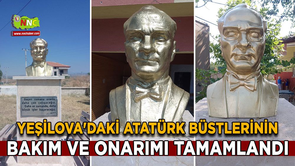 Yeşilova'daki Atatürk büstlerinin bakım ve onarımı tamamlandı