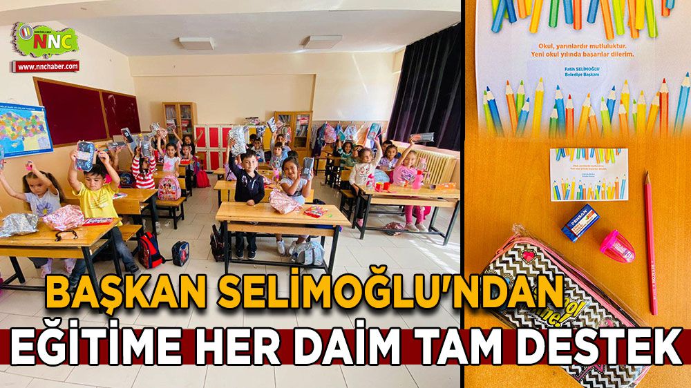 Başkan Selimoğlu'ndan eğitime destek Öğrencilere kırtasiye seti dağıttı
