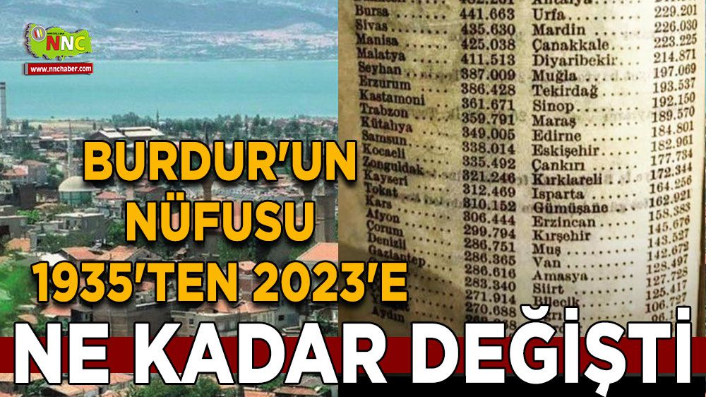Burdur'un nüfusu 1935'ten 2023'e 3 kat arttı