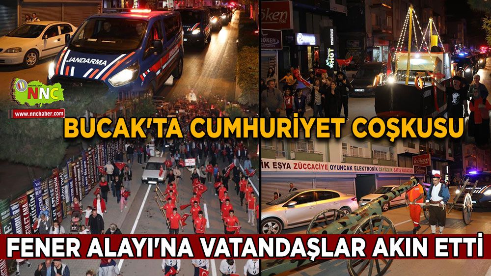 Bucak'ta Cumhuriyet coşkusu Fener Alayı'na vatandaşlar akın etti