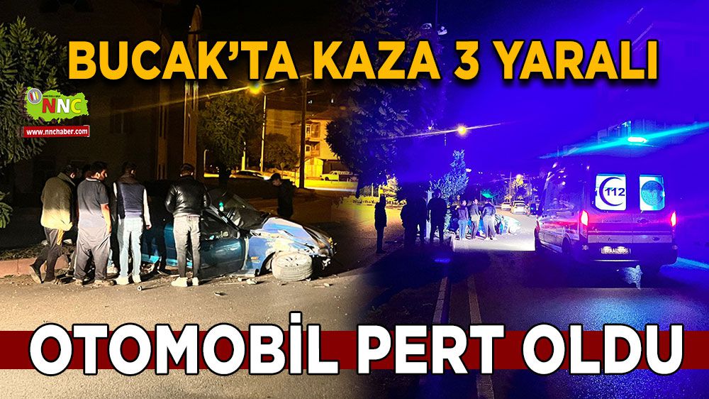 Bucak'ta kaza 3 yaralı! Otomobil pert oldu