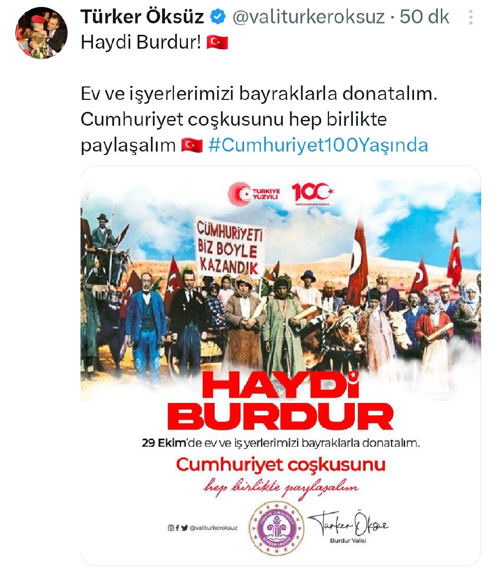 Burdur'da 29 Ekim coşkusu bayraklarla yaşanacak