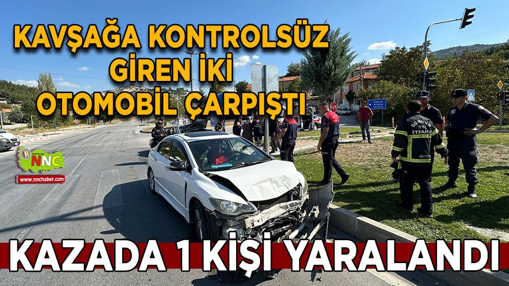 Burdur'da iki otomobil kavşakta çarpıştı, 1 yaralı