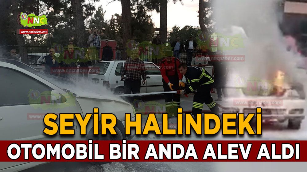 Burdur'da seyir halindeki otomobil yandı