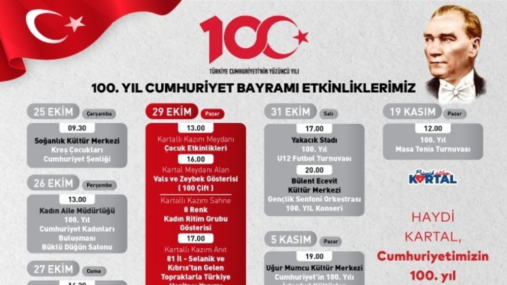 Cumhuriyet’in 100. yılı Kartal’da Kutlamalar nefes kesecek