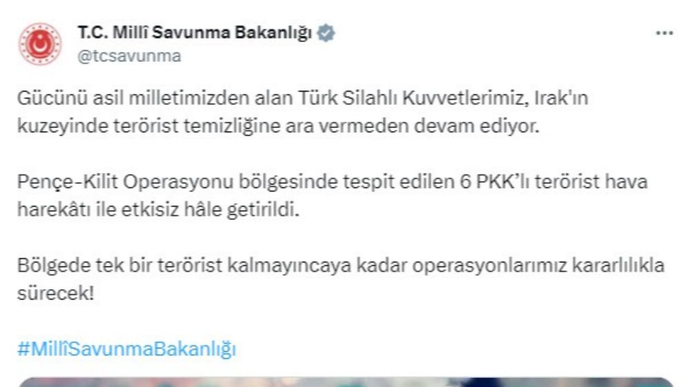 Pençe- kilit operasyonunda 6 PKK 'lı etkisiz  hale getirildi
