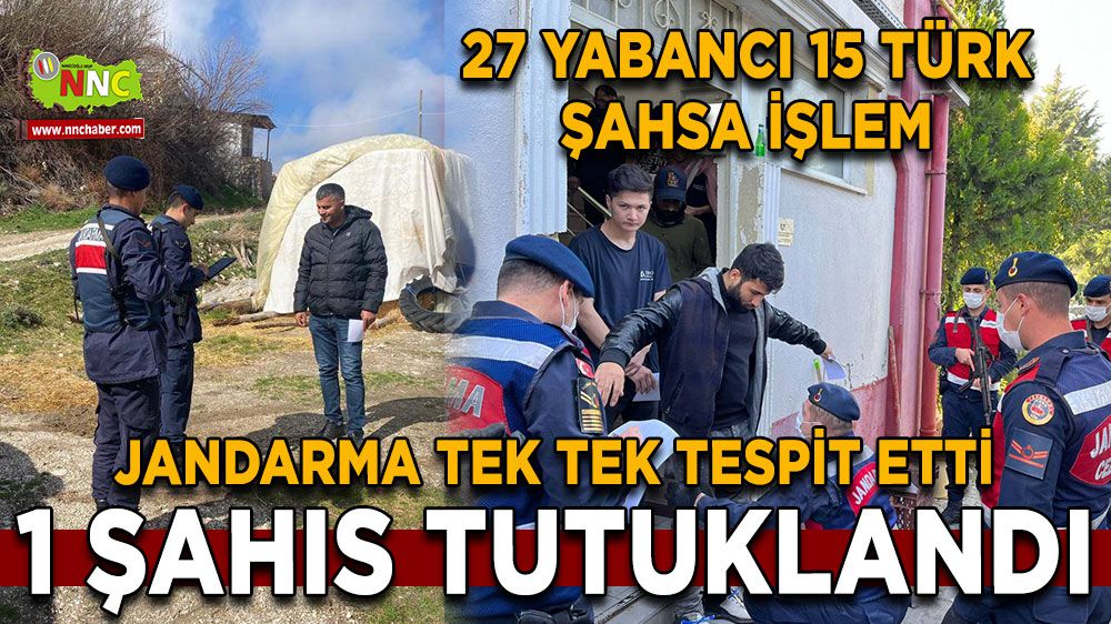 Burdur'da 27 yabancı 15 Türk şahsa işlem