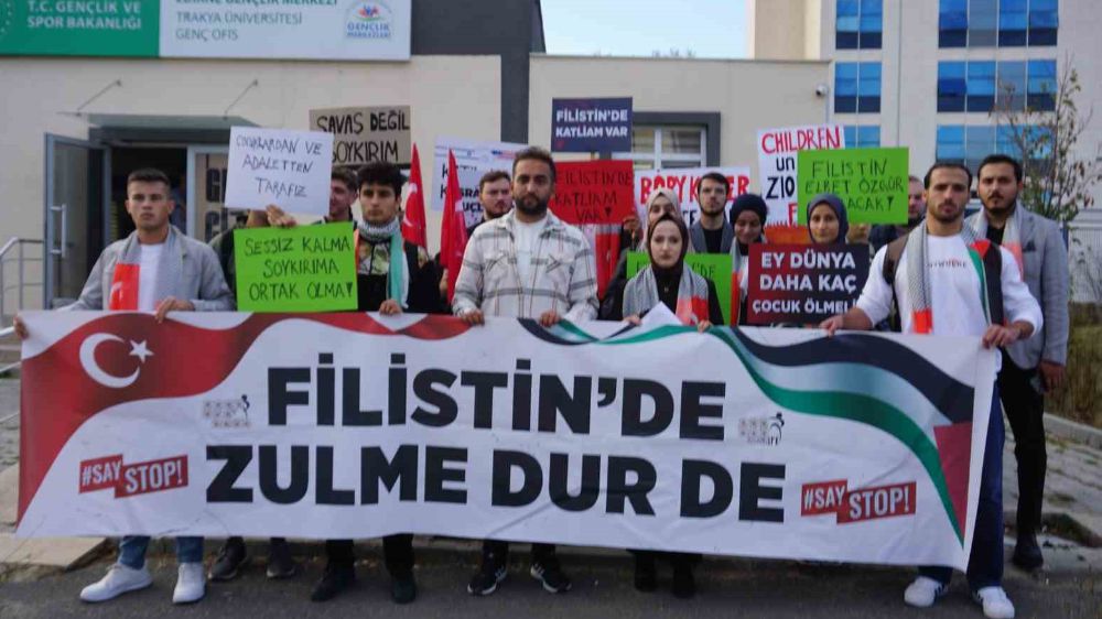 Edirne'de üniversite öğrencileri Filistin’e destek için bir araya geldiler