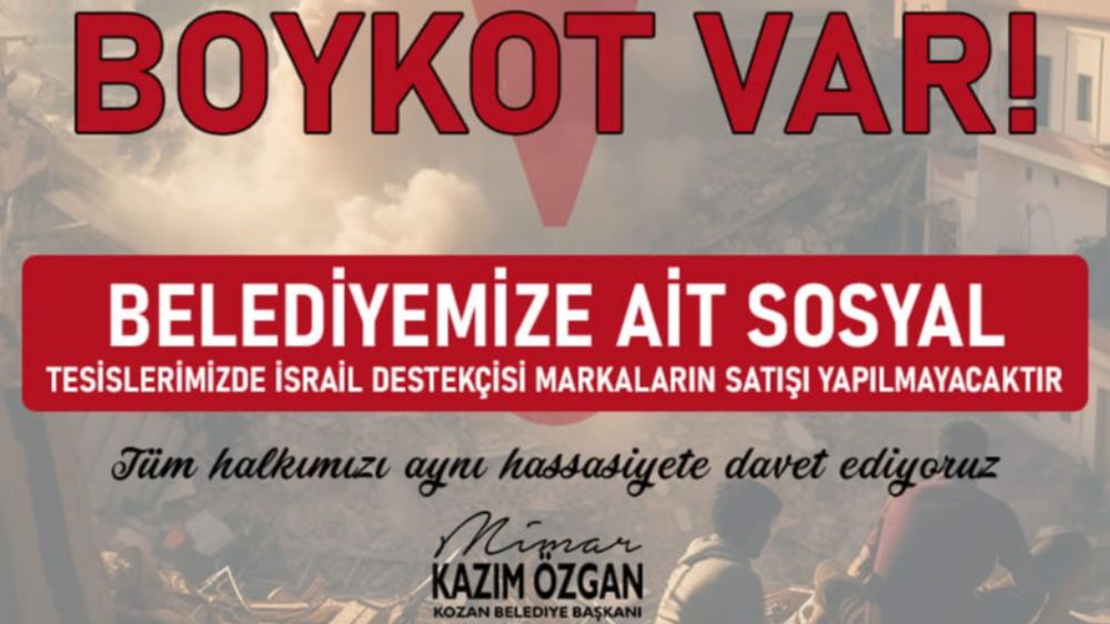 İsrail'e bir boykotta Kozan Belediyesinden