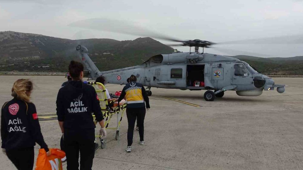 Kalp krizi geçiren vatandaşın imdadına , askeri helikopter yetişti