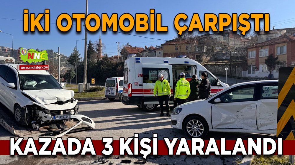 Burdur'da iki otomobil çarpıştı! 3 yaralı