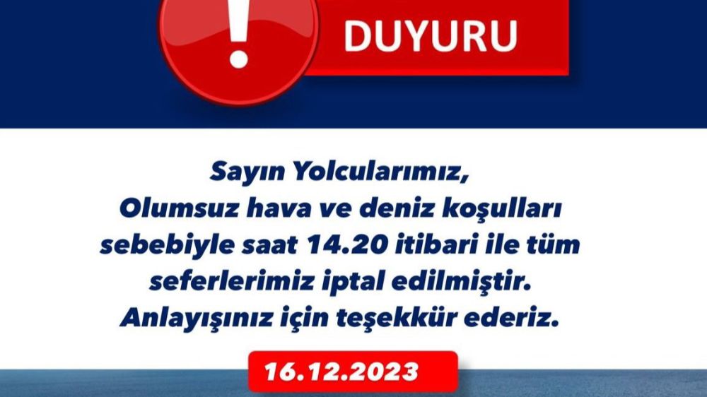 İzmir’de deniz ulaşımı hava şartları nedeniyle iptal