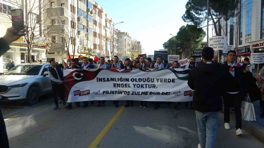 Muğla'da Filistin zulmüne 'dur' yürüyüşü
