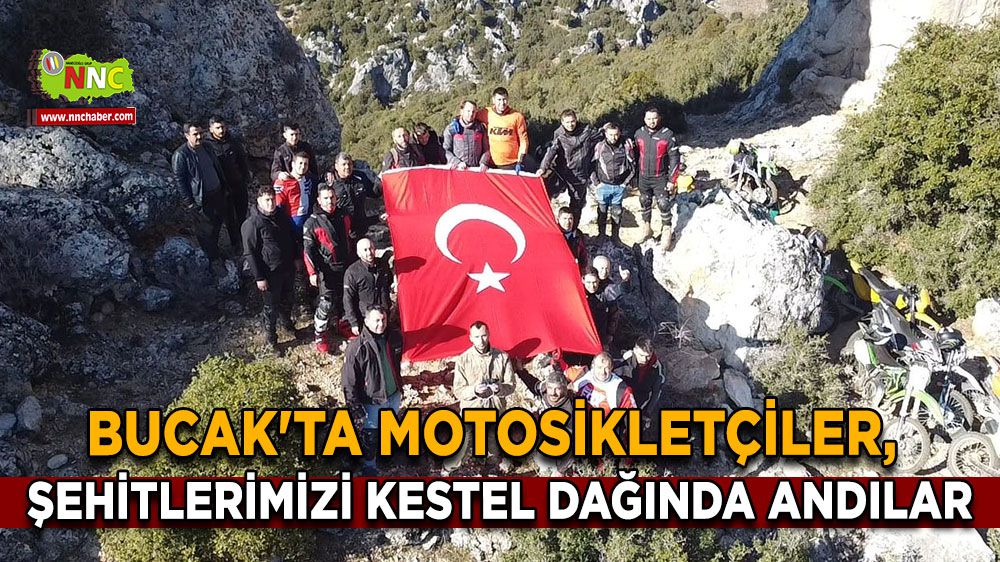 Bucak'ta motosikletçiler, şehitleri için Kestel Dağı'na çıktı