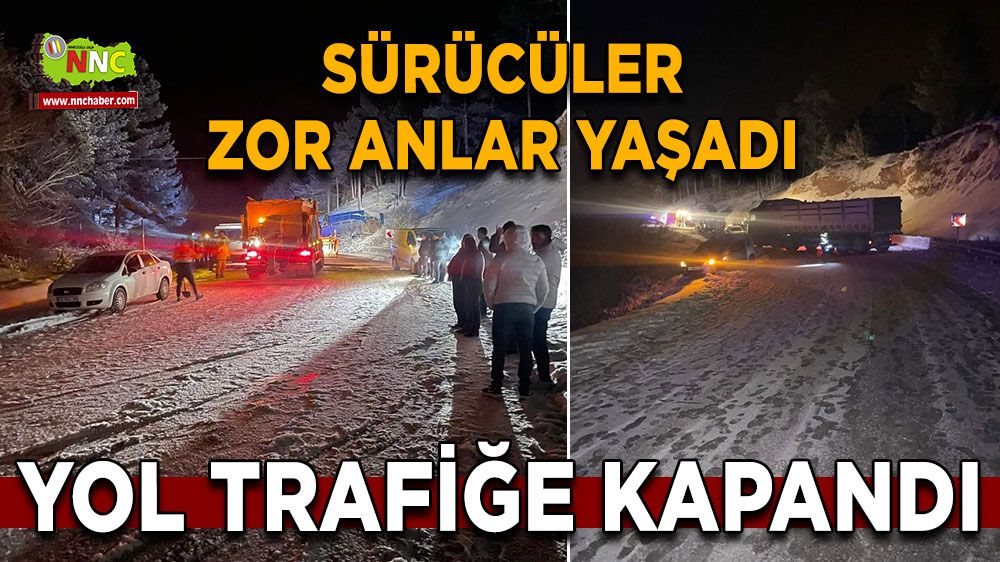 Burdur'da kar yağışı sonrasında yol kapandı