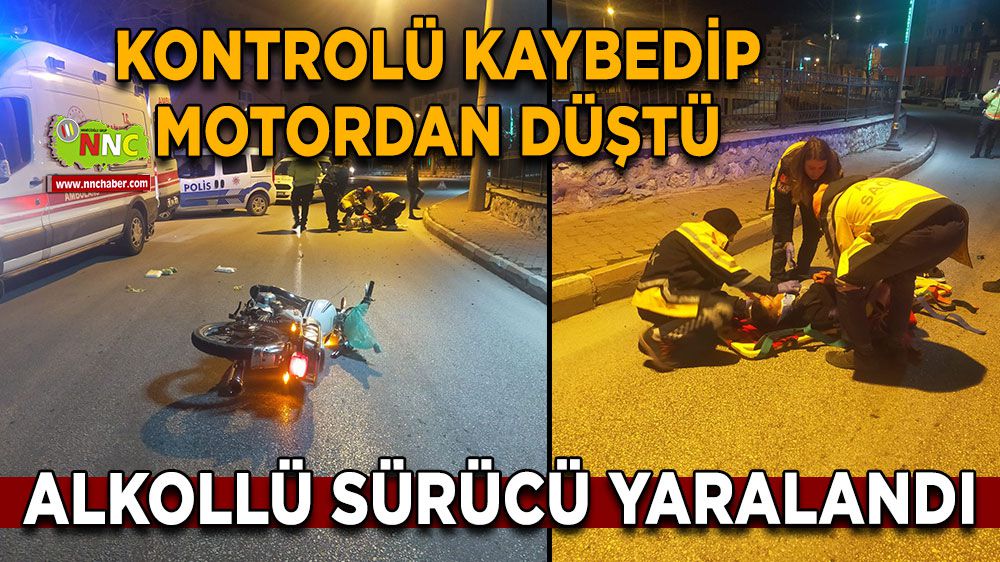 Burdur'da Alkollü Motosiklet Sürücüsü Kaza Yaptı, Yaralandı!
