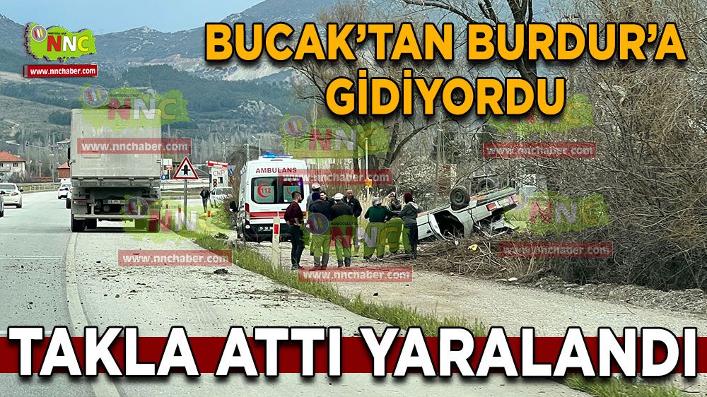 Antalya Burdur karayolunda lastiği patlayan araç takla attı!