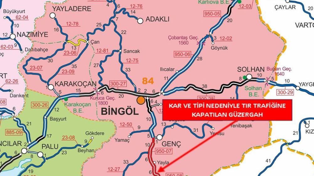 Bingöl-Diyarbakır Karayolu tır trafiğine kapatıldı