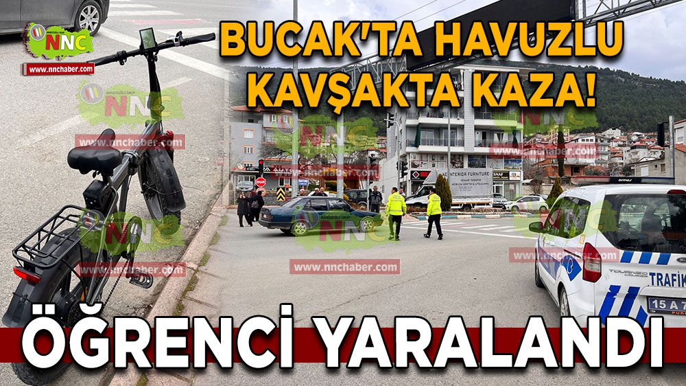Bucak'ta havuzlu kavşakta kaza! Öğrenci yaralandı