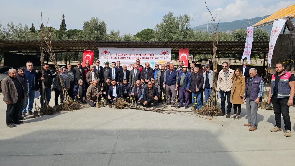 Buharkent'te çiftçiye fidan desteği 