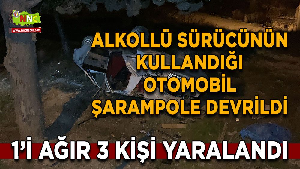 Burdur'da kaza! otomobil şarampole devrildi! 1'i ağır 3 yaralı