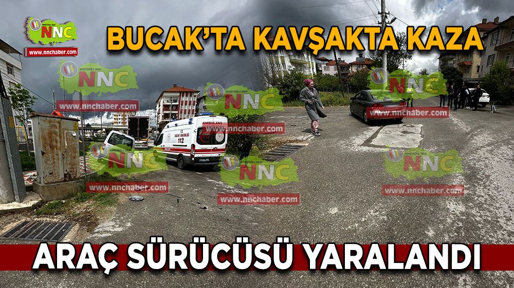 Bucak'ta kavşakta kaza! Araç sürücüsü yaralandı