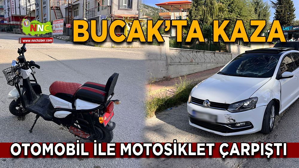 Bucak'ta otomobile ile motosiklet kazası
