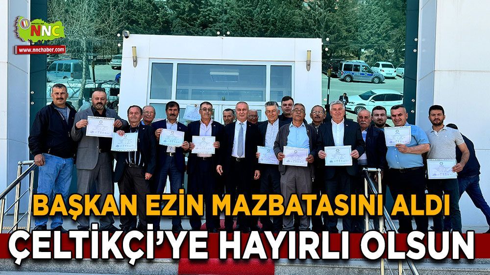 Çeltikçi'nin yeni belediye başkanı  Bucak Adliye Sarayında  Ramazan Ezin mazbatasını aldı