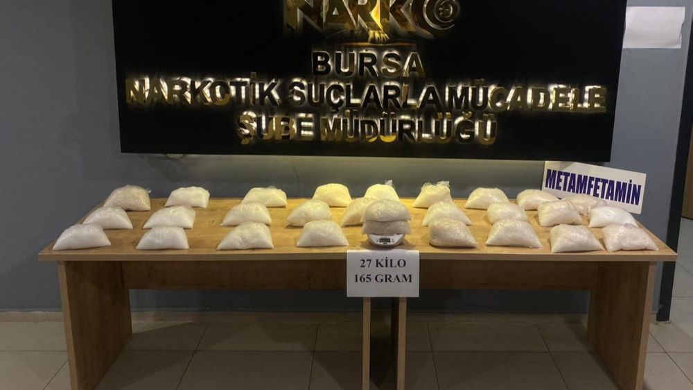  Bursa'da uyuşturucuya dev darbe: 27 kilo 165 gram metamfetamin ele geçirildi
