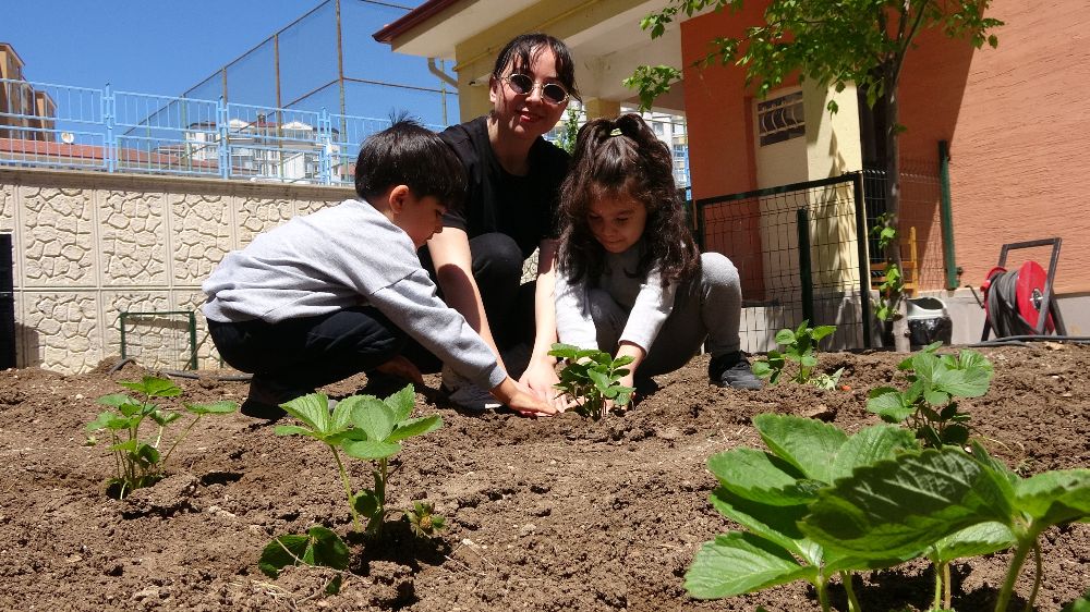 Öğrencileri için ekolojik bahçe oluşturdu