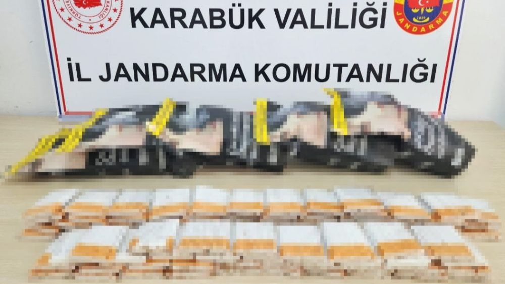 Karabük'te 700 adet içi dolu makaron ile 3 bin 500 gram tütün ele geçirildi