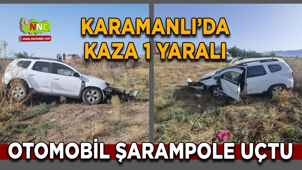 Karamanlı'da trafik kazası! Otomobil şarampole uçtu