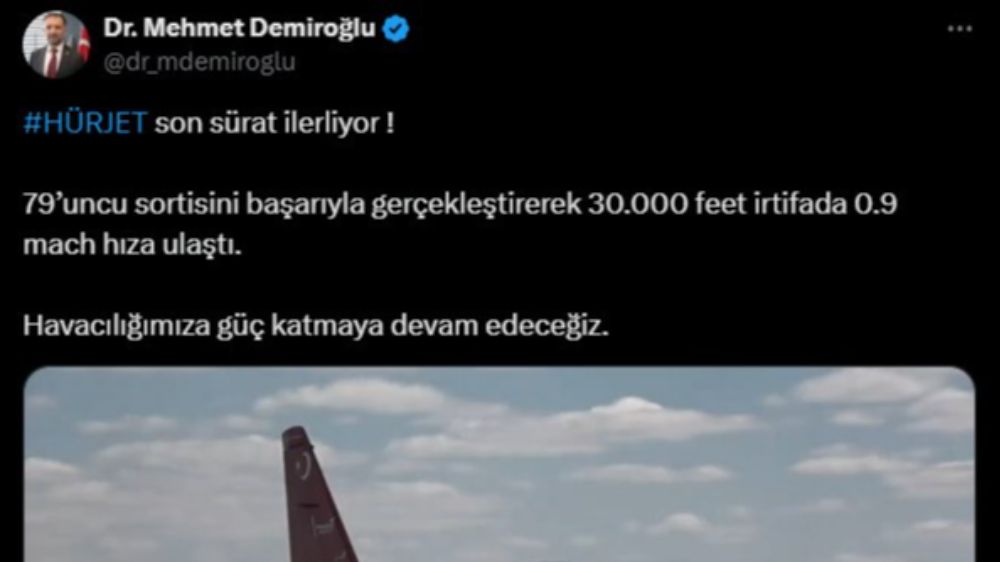 Mehmet Demiroğlu; HÜRJET 30 bin feet irtifada 0.9 mach hıza ulaştı