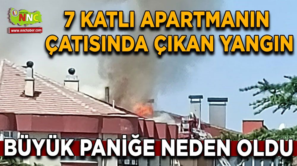 Afyon'da 7 katlı binanın çatısında yangın çıktı