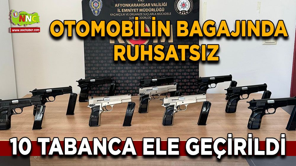 Afyon'da  Otomobilin bagajında ruhsatsız tabancalar ele geçirildi