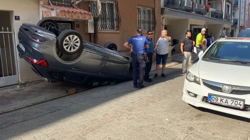 Aydın'da  takla atan aracın sürücüsü yaralandı 