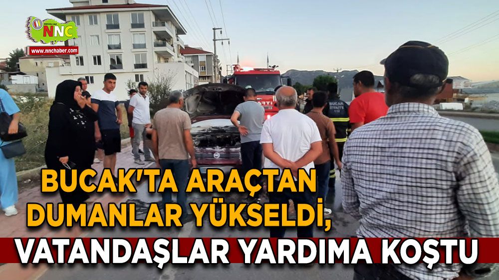 Bucak'ta araçtan dumanlar yükseldi, çevredeki vatandaşlar yardıma koştu